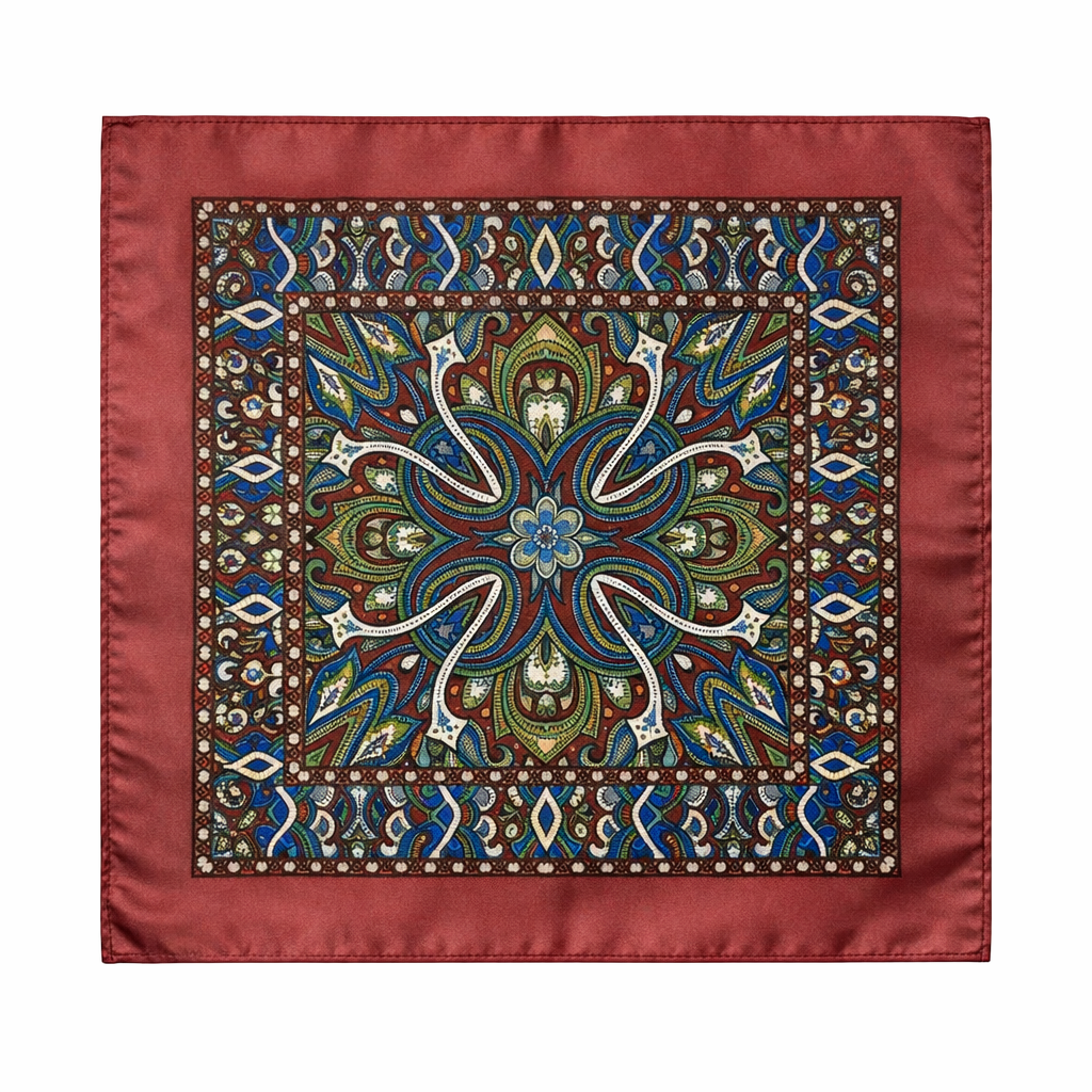 Burgundy Border Pocket Square