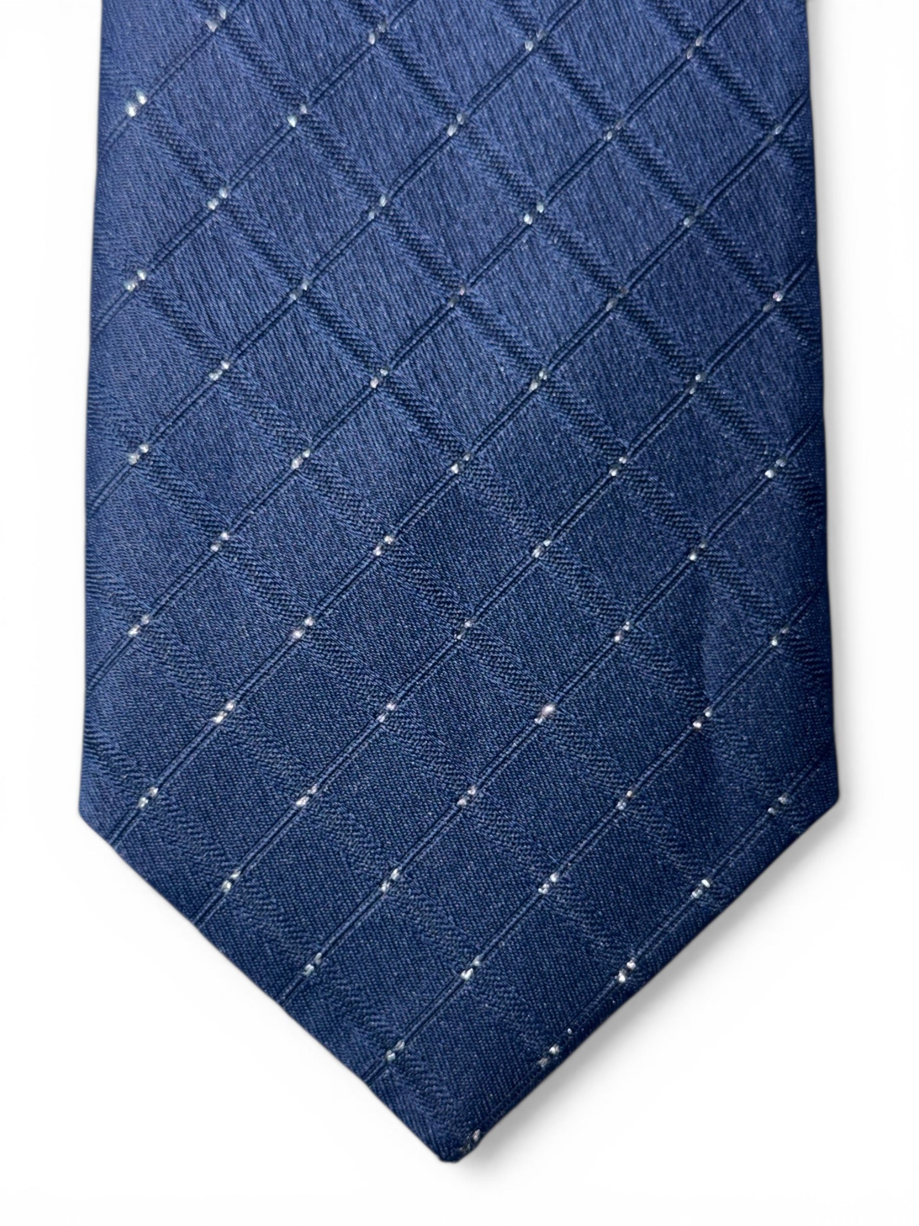 Navy Blue & Silver Pattern Tie