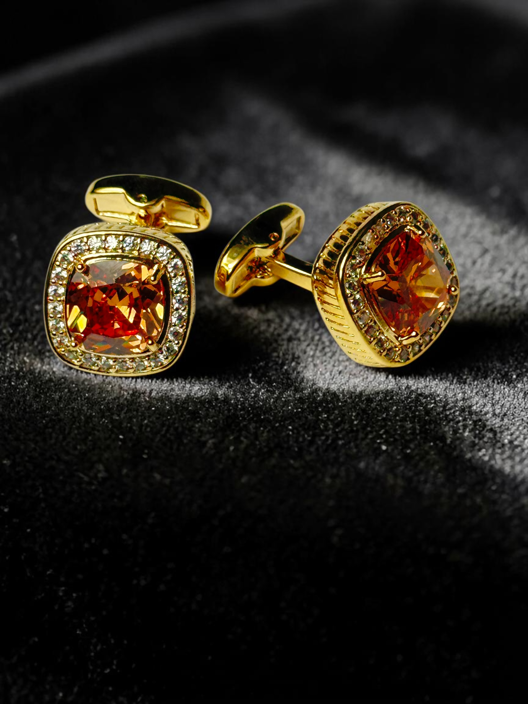Gold Brass Glass Top Cufflinks