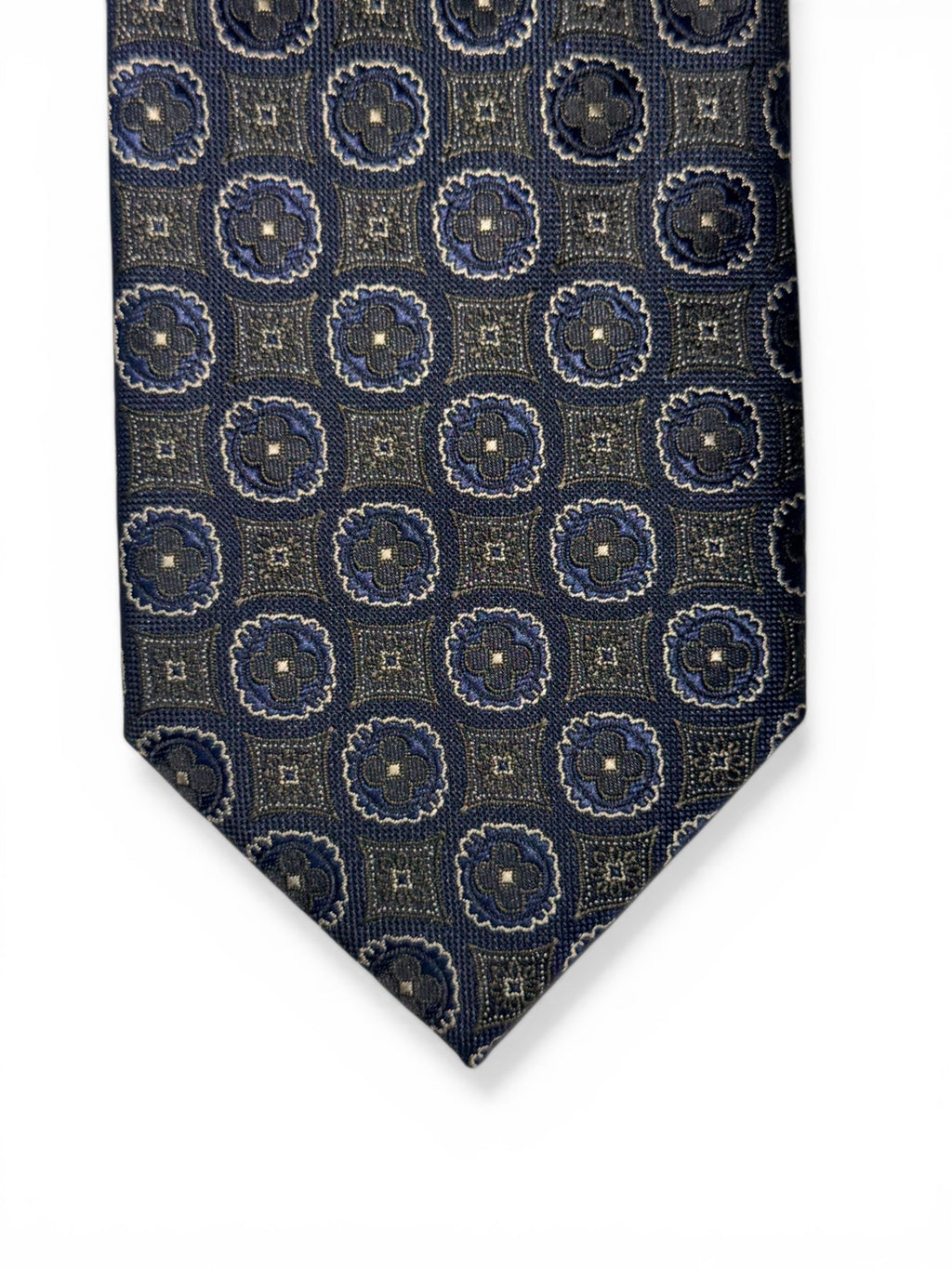 Blue & Natural Green Silk Jacquard Tie