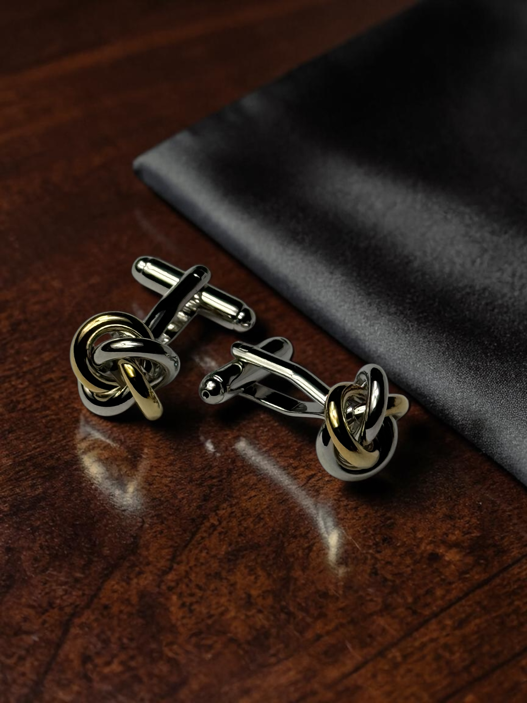 Classic Gold Silver Double Color Twist Cufflinks