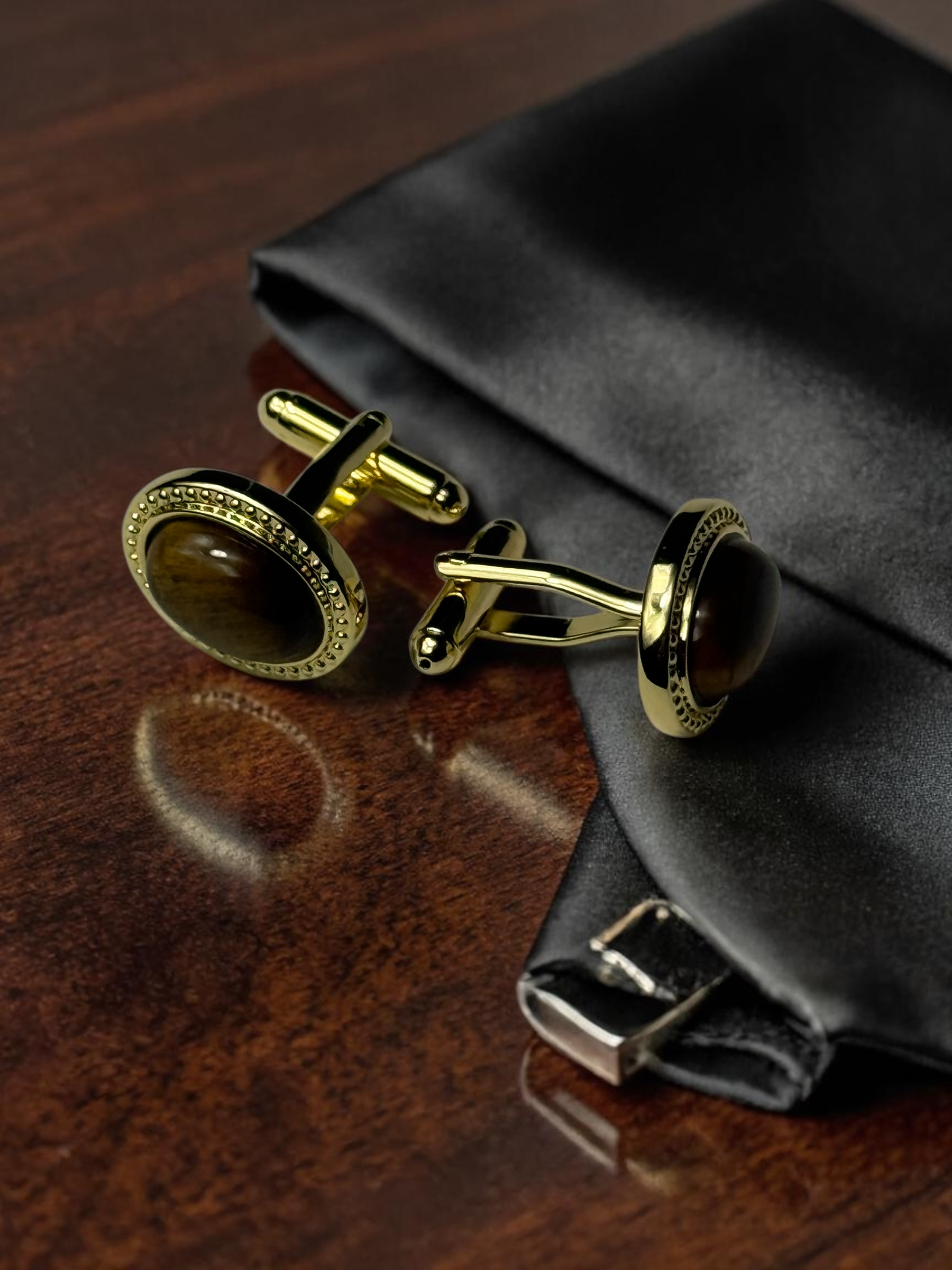 Gold and Natural Stone Cufflink