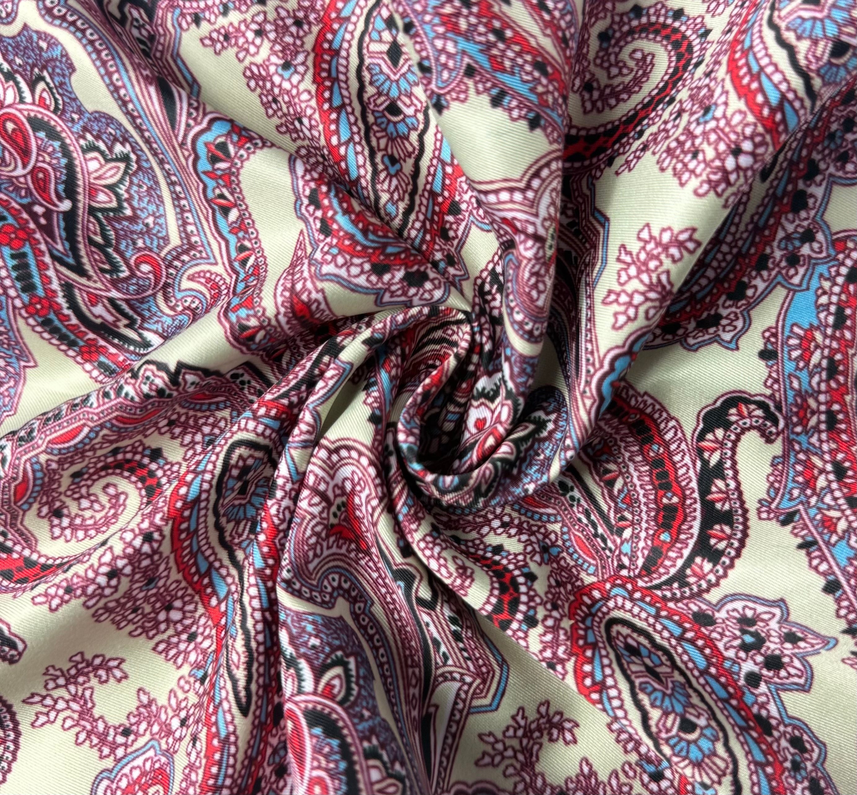 Pink Paisley & Burgundy Border Pocket Square
