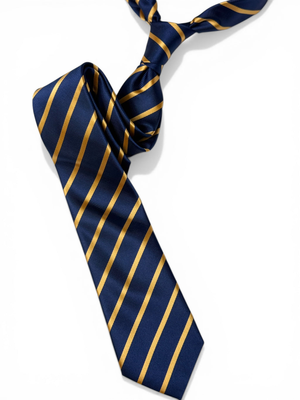 Navy Blue & Yellow stripe Silk Tie