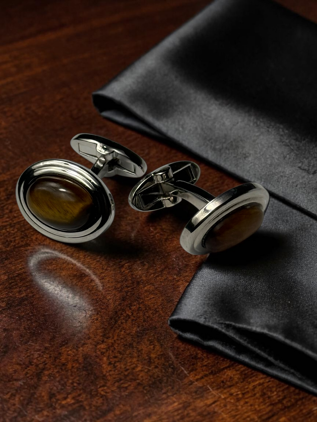 Classic Silver Natural Stone Cufflinks