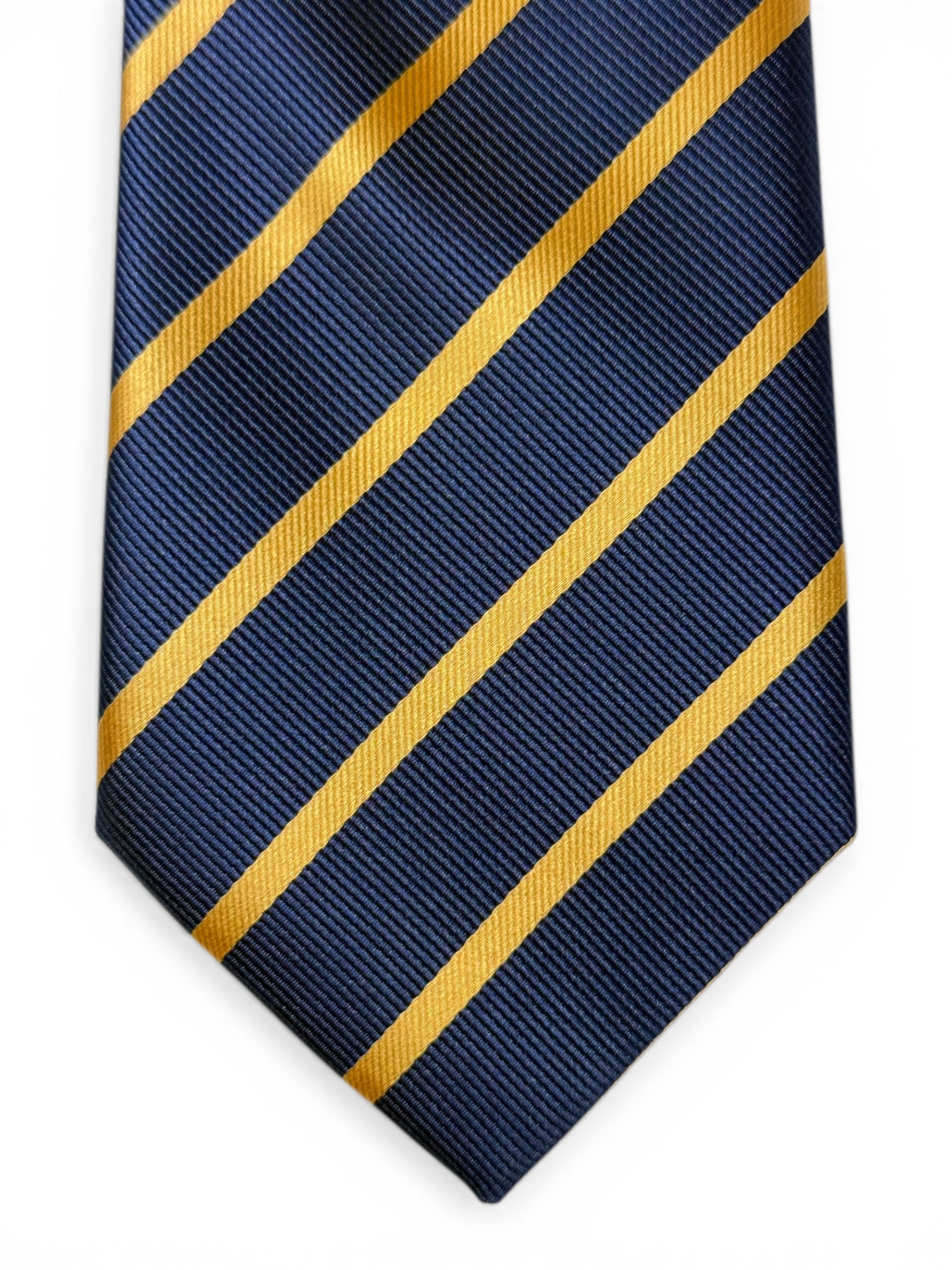 Navy Blue & Yellow stripe Silk Tie