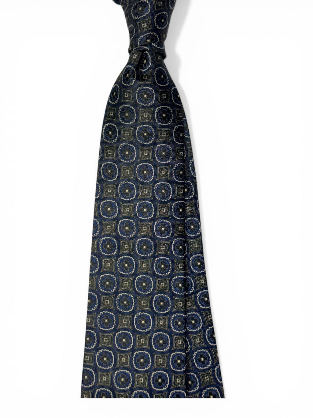 Blue & Natural Green Silk Jacquard Tie