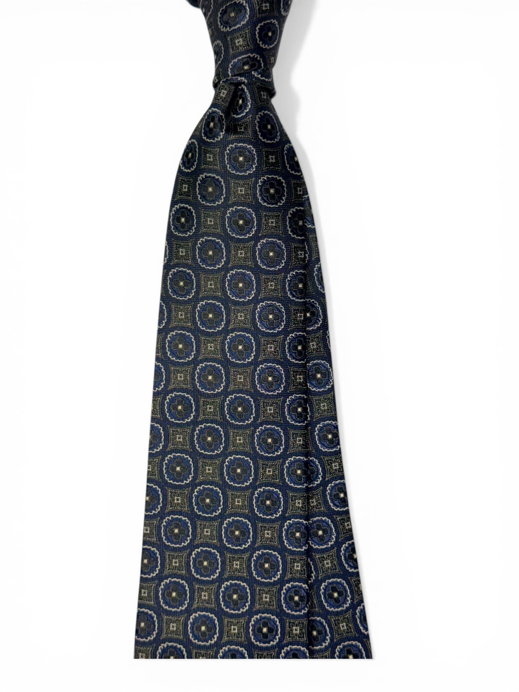 Blue & Natural Green Silk Jacquard Tie