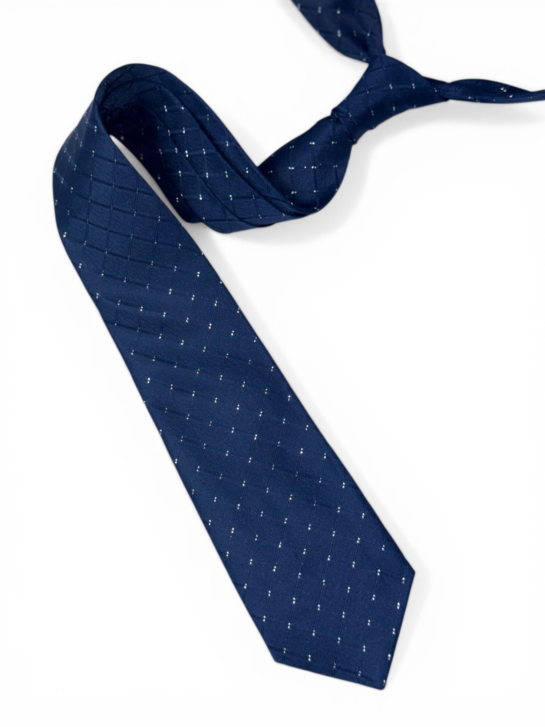 Navy Blue & Silver Pattern Tie