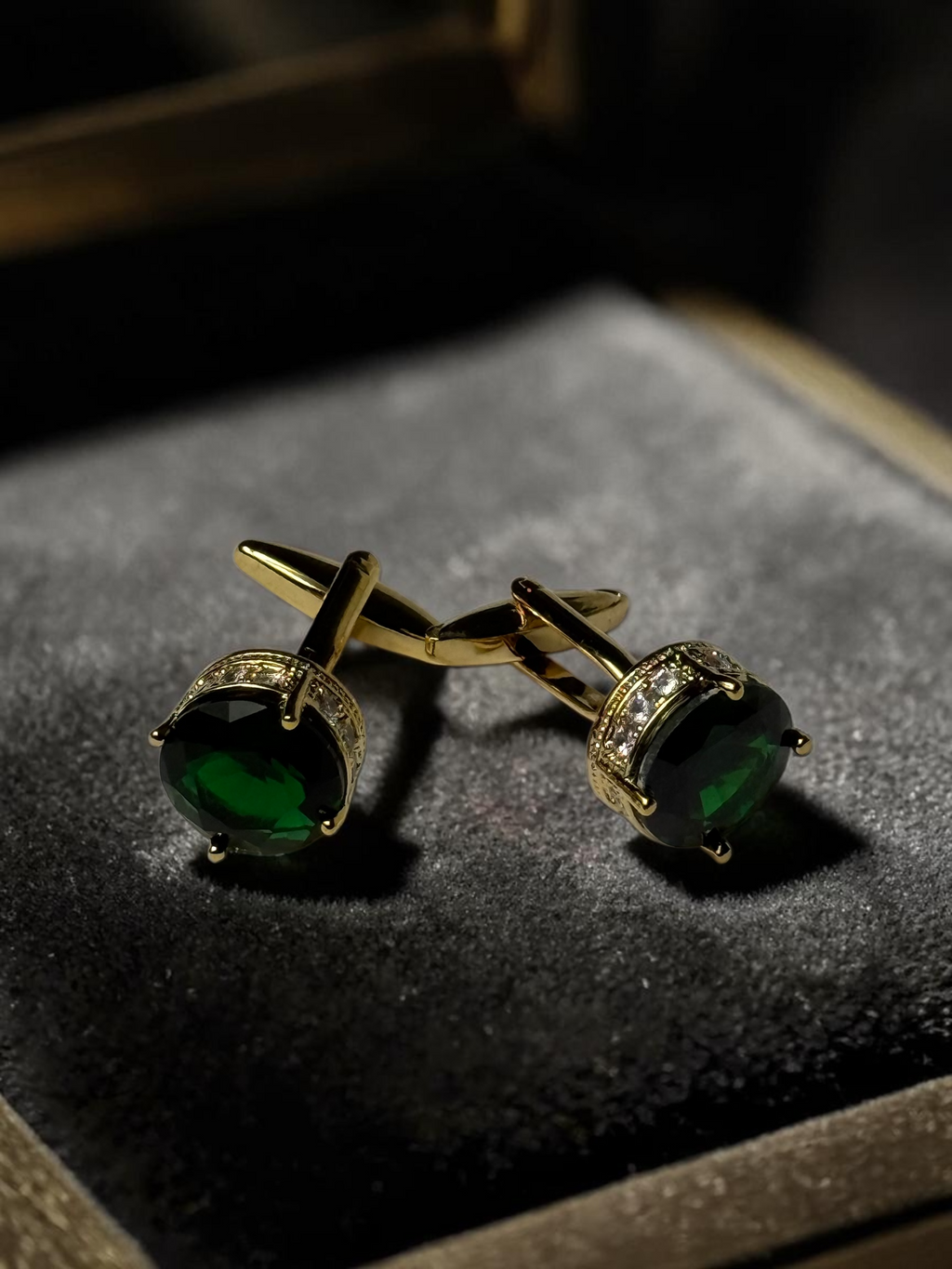 Gold & Emerald Green square shirt Cuff links