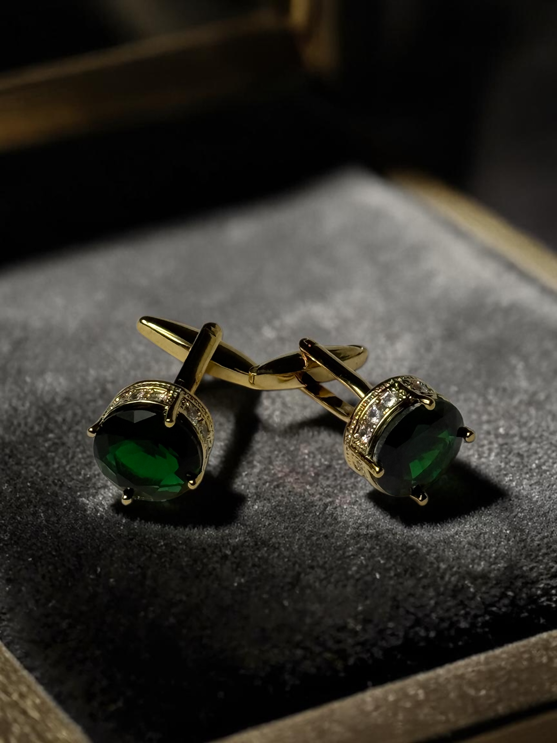 Gold & Emerald Green square shirt Cuff links