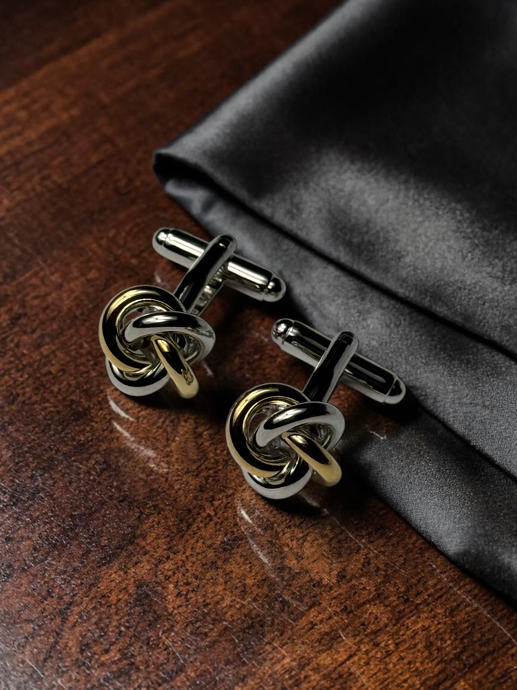 Classic Gold Silver Double Color Twist Cufflinks