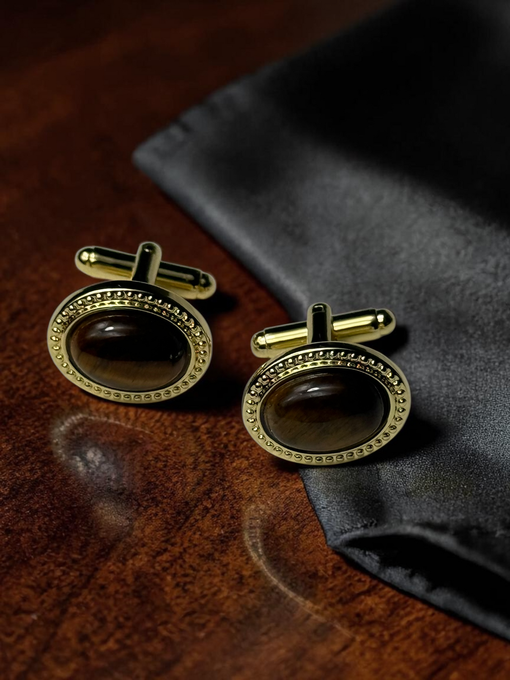 Gold and Natural Stone Cufflink